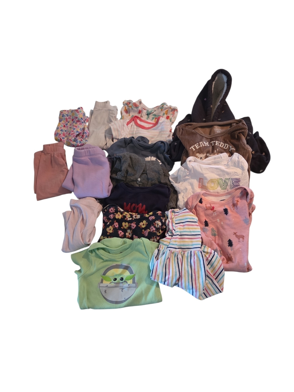 6-12 Month Baby Girl Multi Outfit Bundle - Pastel Floral, Pink & Green Pieces